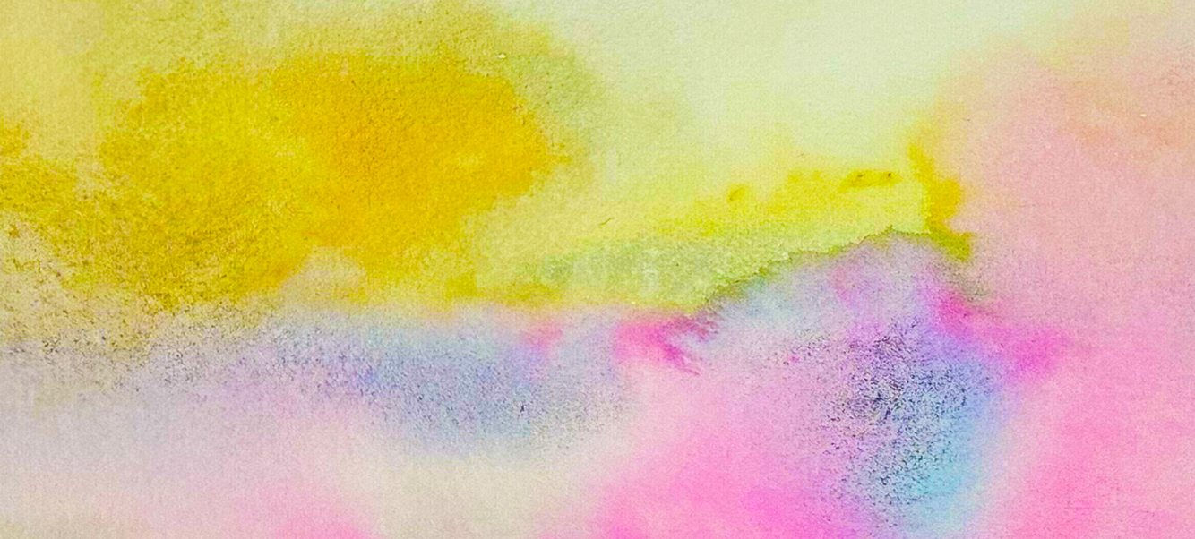Abstract watercolor in yellows, blues, and pinks